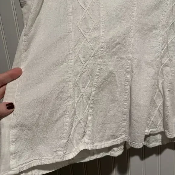 Soft Surroundings White Embroidered Boho Blouse Bell Sleeves Peruvian Cotton 1X - Picture 9 of 10